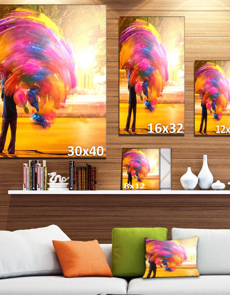 DesignQ Man With Balloons In Night - Abstract Art Canvas