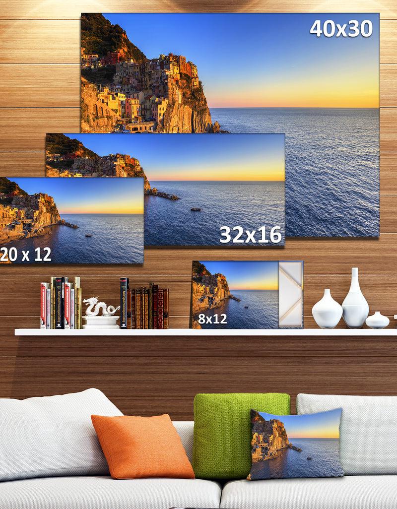 DesignQ Manarola Village Beach Panorama - Oversized Landscape Wall Art Print