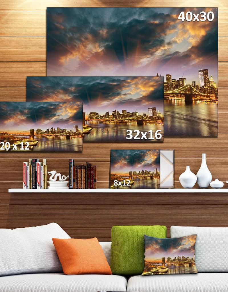 DesignQ Manhattan At Winter Sunset - Cityscape Photo Canvas Print