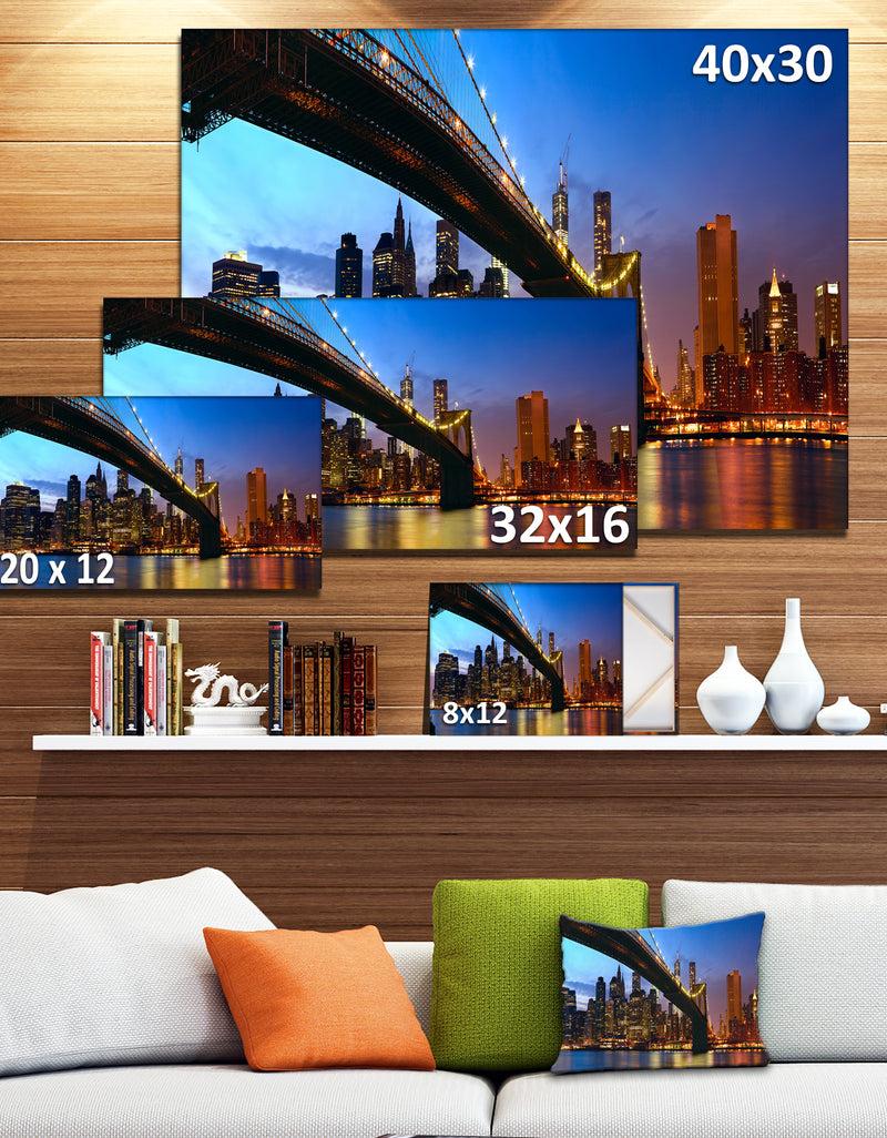 DesignQ Manhattan City With Bridge Under Blue Sky - Cityscape Canvas Print