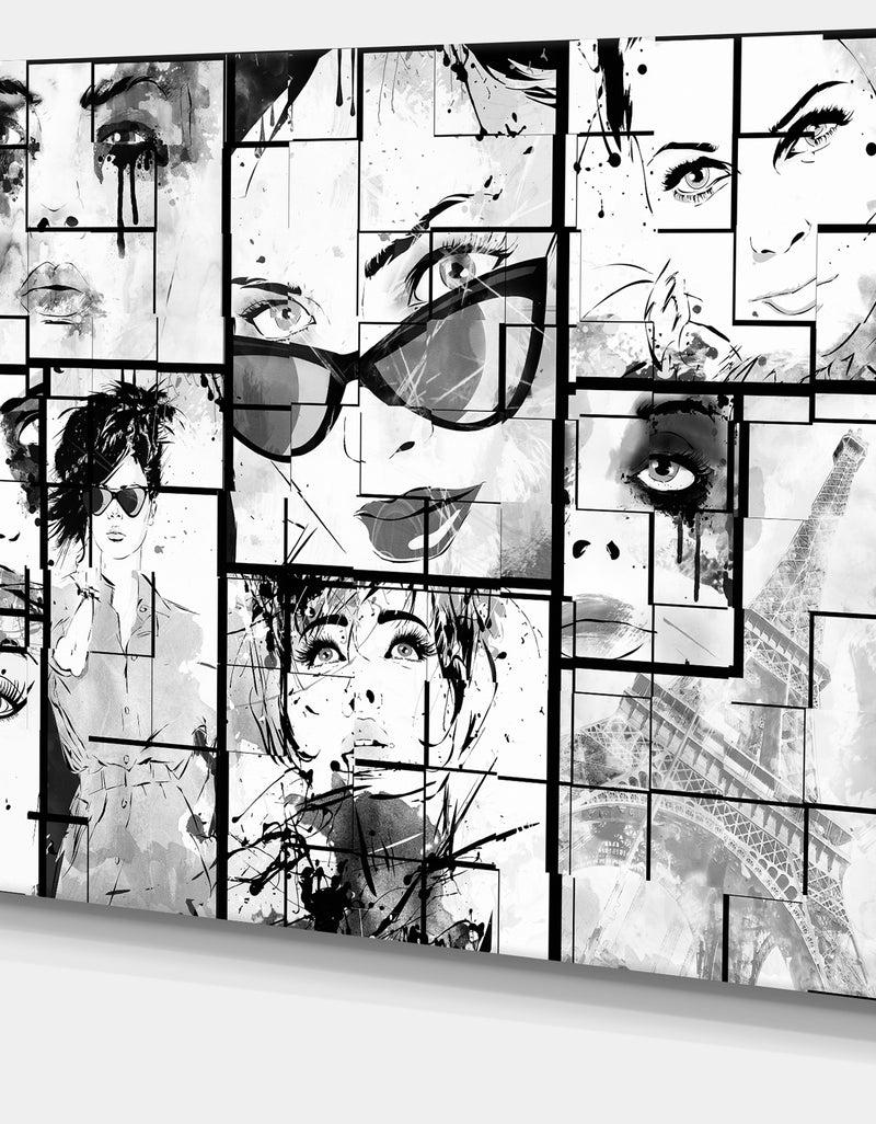 DesignQ Many Girl Faces Collage - Portrait Digital Art Canvas Print