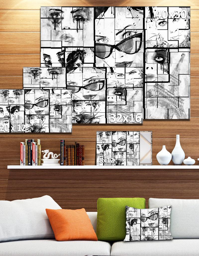 DesignQ Many Girl Faces Collage - Portrait Digital Art Canvas Print