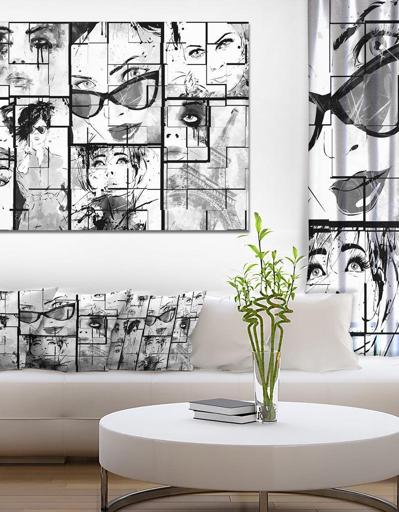 DesignQ Many Girl Faces Collage - Portrait Digital Art Canvas Print