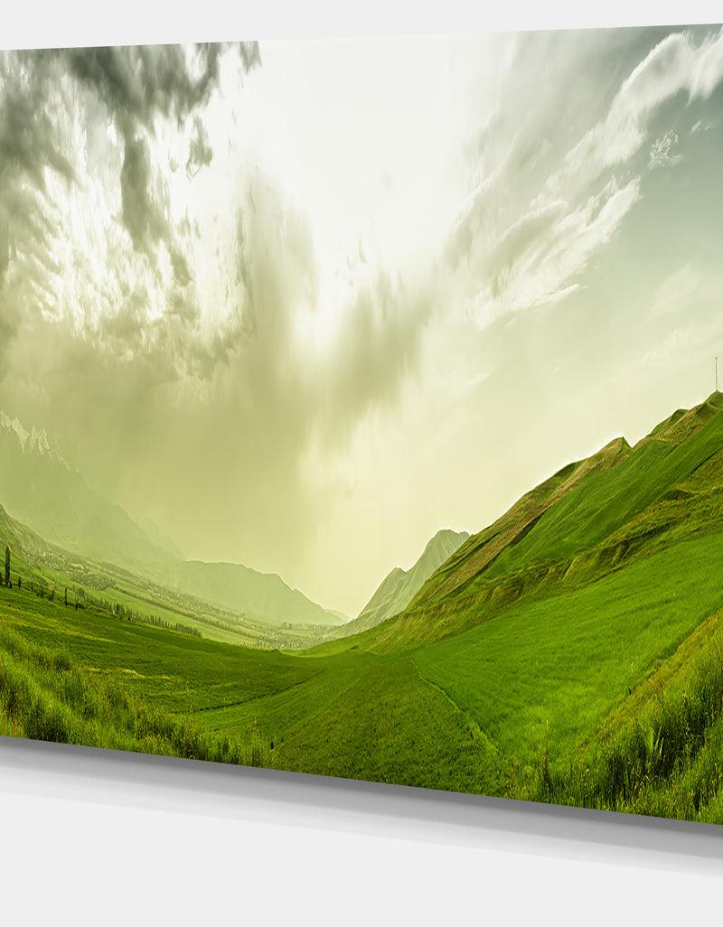 DesignQ Meadow Under Clouds Panorama - Landscape Wall Artwork