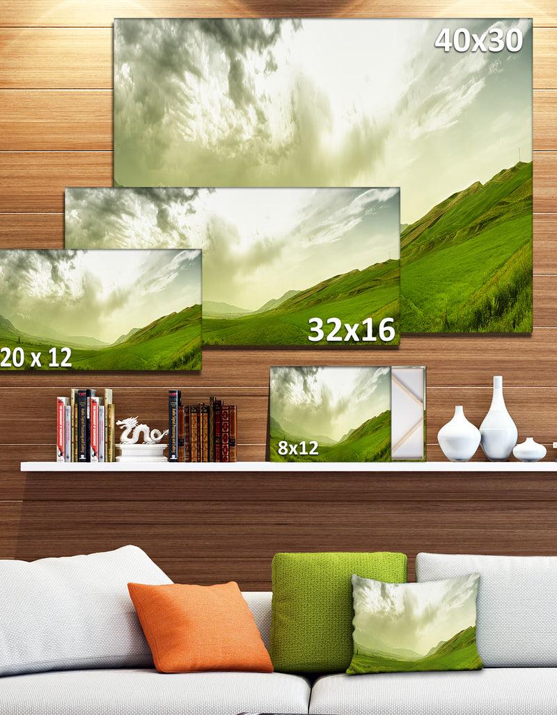 DesignQ Meadow Under Clouds Panorama - Landscape Wall Artwork
