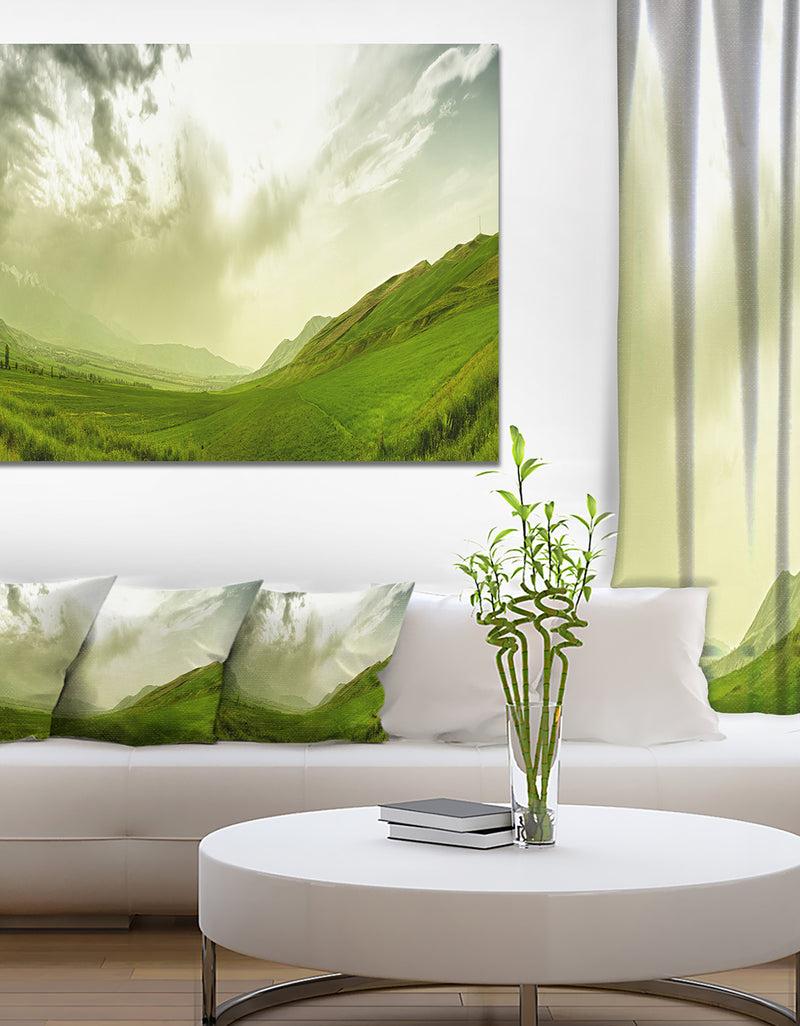 DesignQ Meadow Under Clouds Panorama - Landscape Wall Artwork