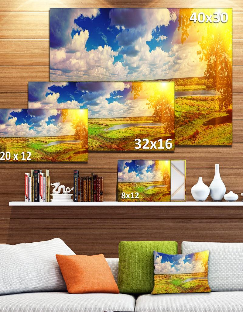 DesignQ Meadow With Small Flood Sky - Landscape Photo Canvas Artwork