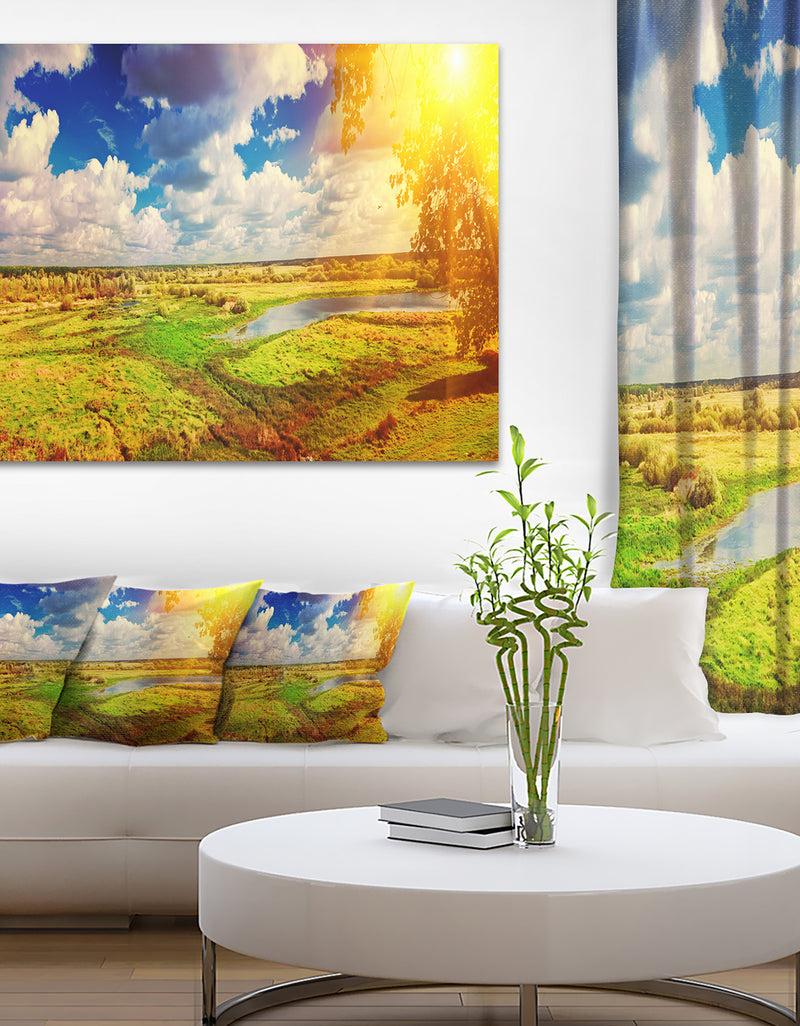 DesignQ Meadow with Small Flood Sky - Landscape Photo Canvas Artwork