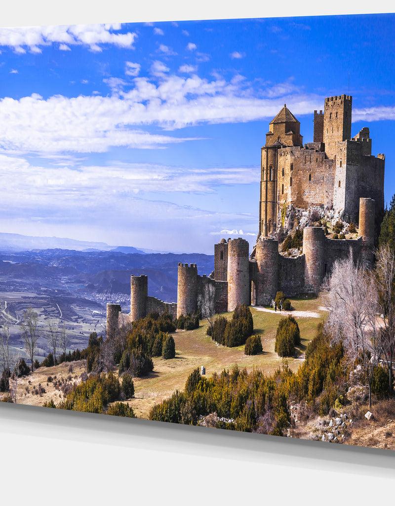DesignQ Medieval Loarre Castle Panorama - Landscape Canvas Wall Artwork