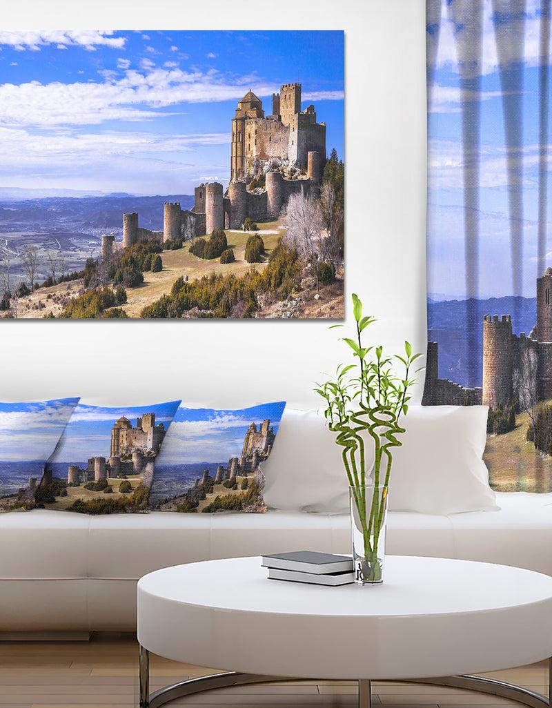 DesignQ Medieval Loarre Castle Panorama - Landscape Canvas Wall Artwork