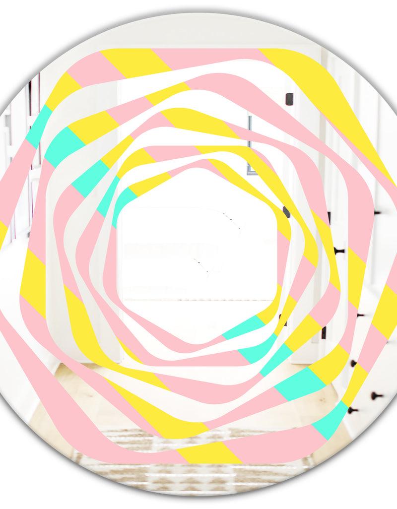DesignQ Memphis Retro Neon Pattern - Modern Round Or Oval Wall Mirror - Whirl