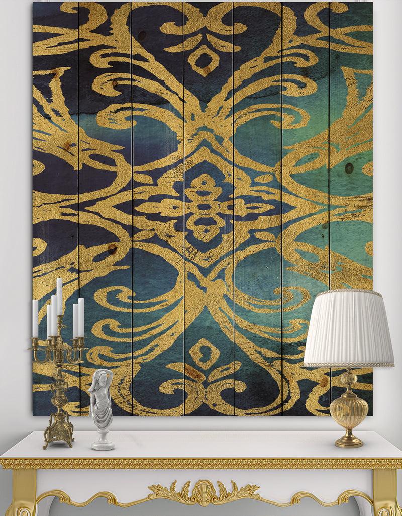 DesignQ metallic Glam Indigo Form I - Transitional Print on Natural Pine Wood