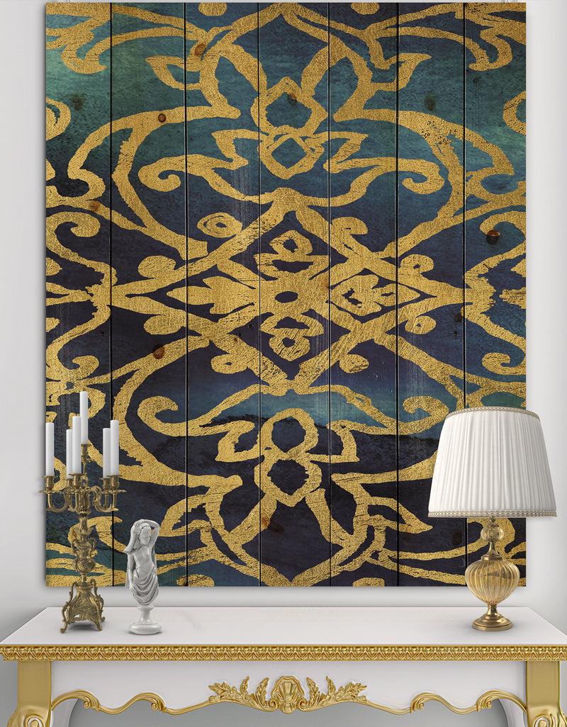 DesignQ metallic Glam Indigo Form II - Transitional Print on Natural Pine Wood