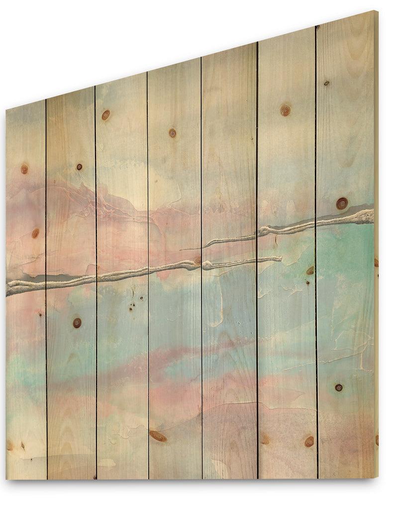 DesignQ Metallic Shabby Pink I - Shabby Chic Print On Natural Pine Wood