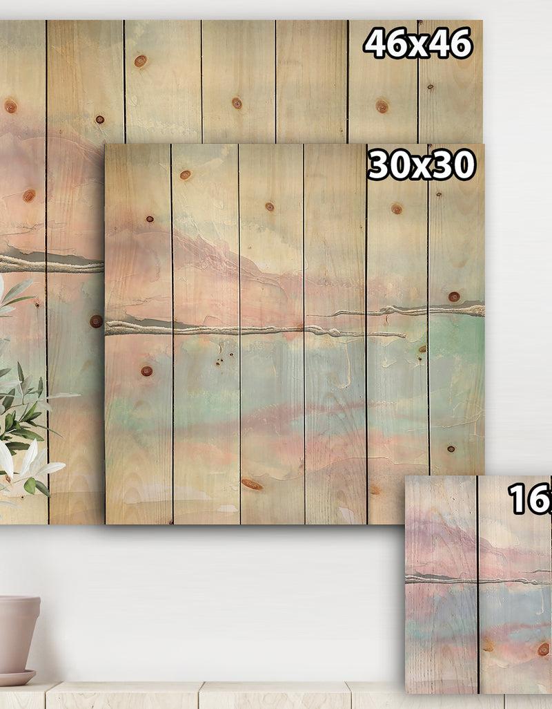 DesignQ Metallic Shabby Pink I - Shabby Chic Print On Natural Pine Wood