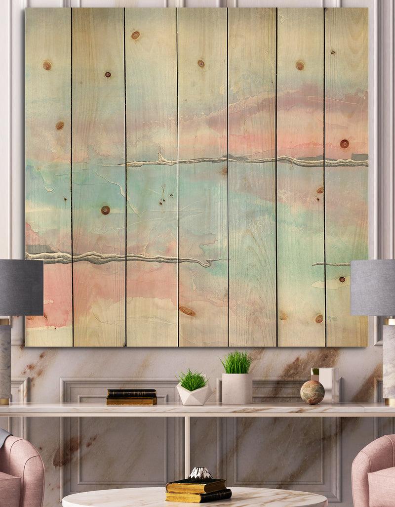 DesignQ Metallic Shabby Pink II - Shabby Chic Print on Natural Pine Wood