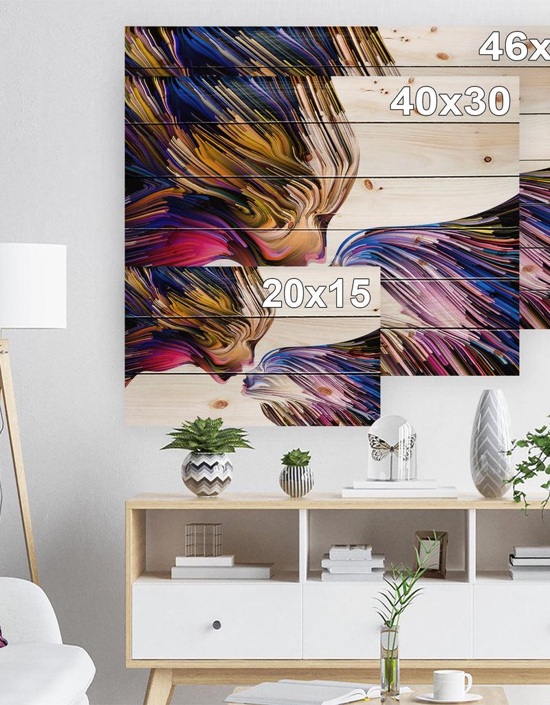 DesignQ Metaphorical Mind Painting - Contemporary Print On Natural Pine Wood