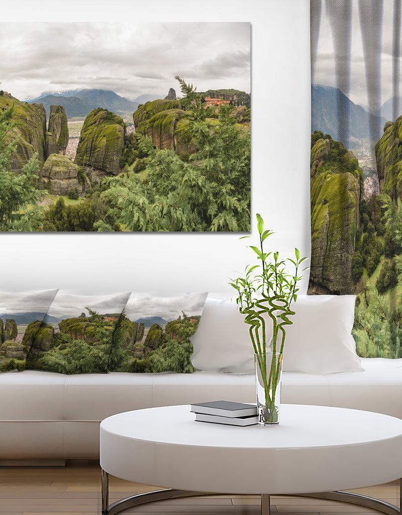 DesignQ Meteora Mountain in Greece - Modern Landscpae Wall Art