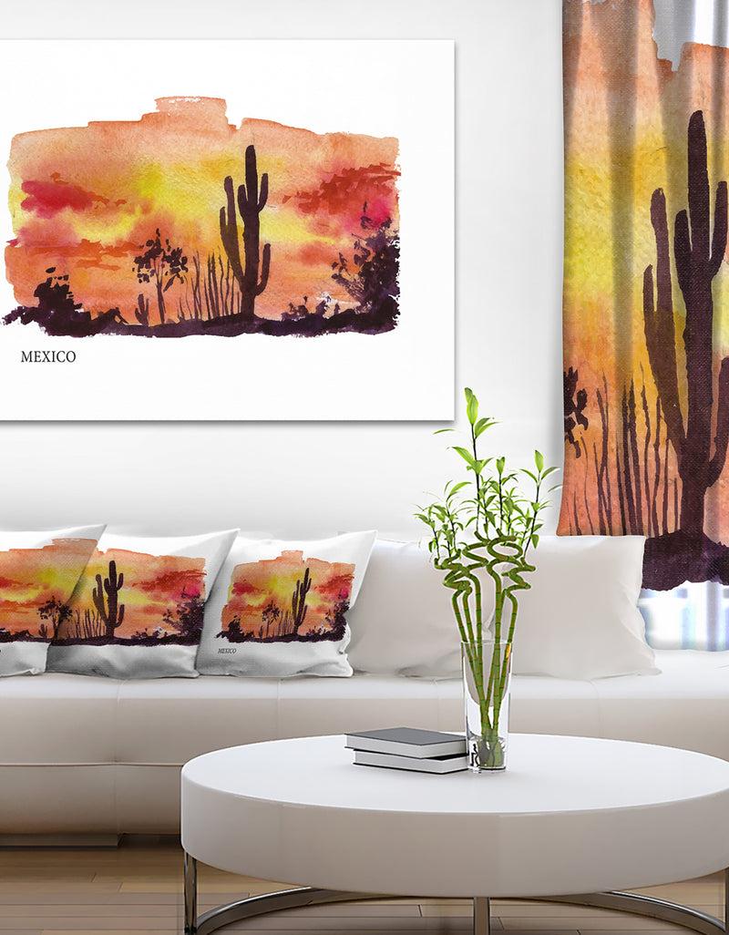 DesignQ Mexico Vector Illustration - Cityscape Painting Canvas Print