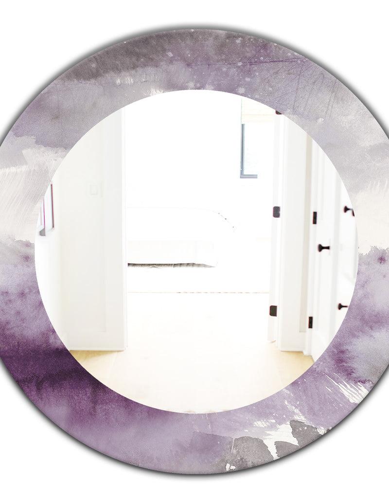 DesignQ Midnight At The Lake II Amethyst And Grey - Modern Mirror - Oval Or Round Wall Mirror