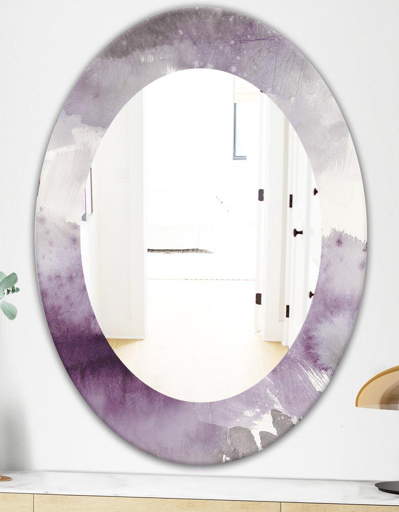 DesignQ Midnight At The Lake II Amethyst And Grey - Modern Mirror - Oval Or Round Wall Mirror