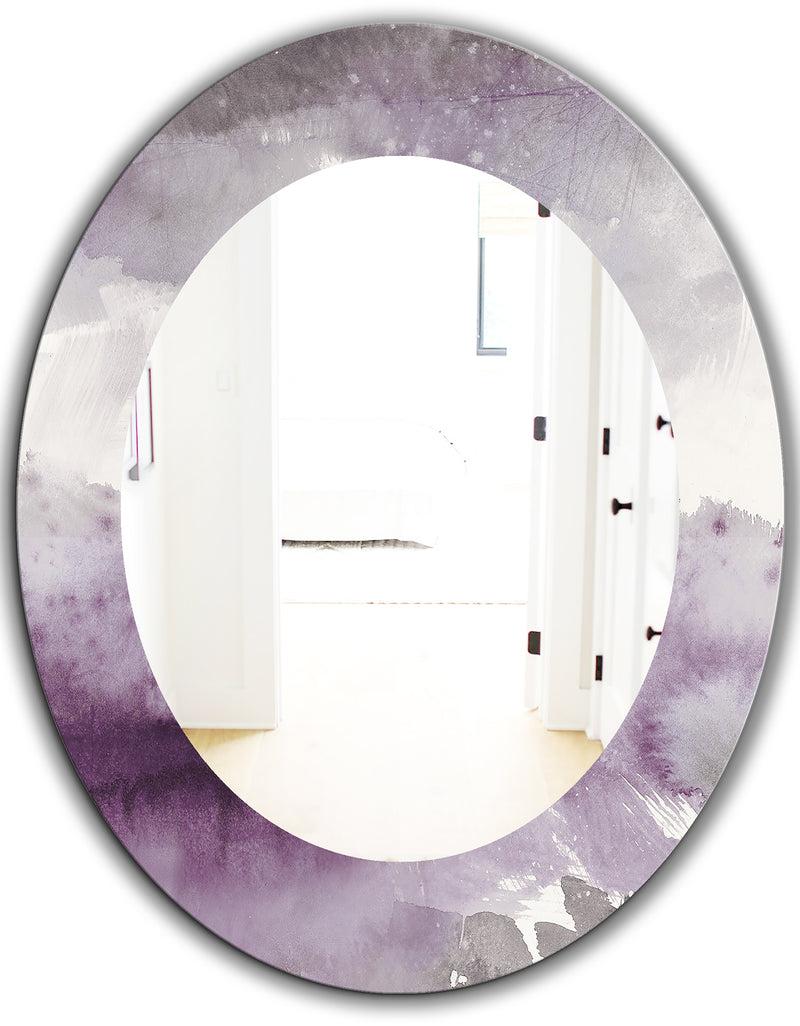 DesignQ Midnight At The Lake II Amethyst And Grey - Modern Mirror - Oval Or Round Wall Mirror