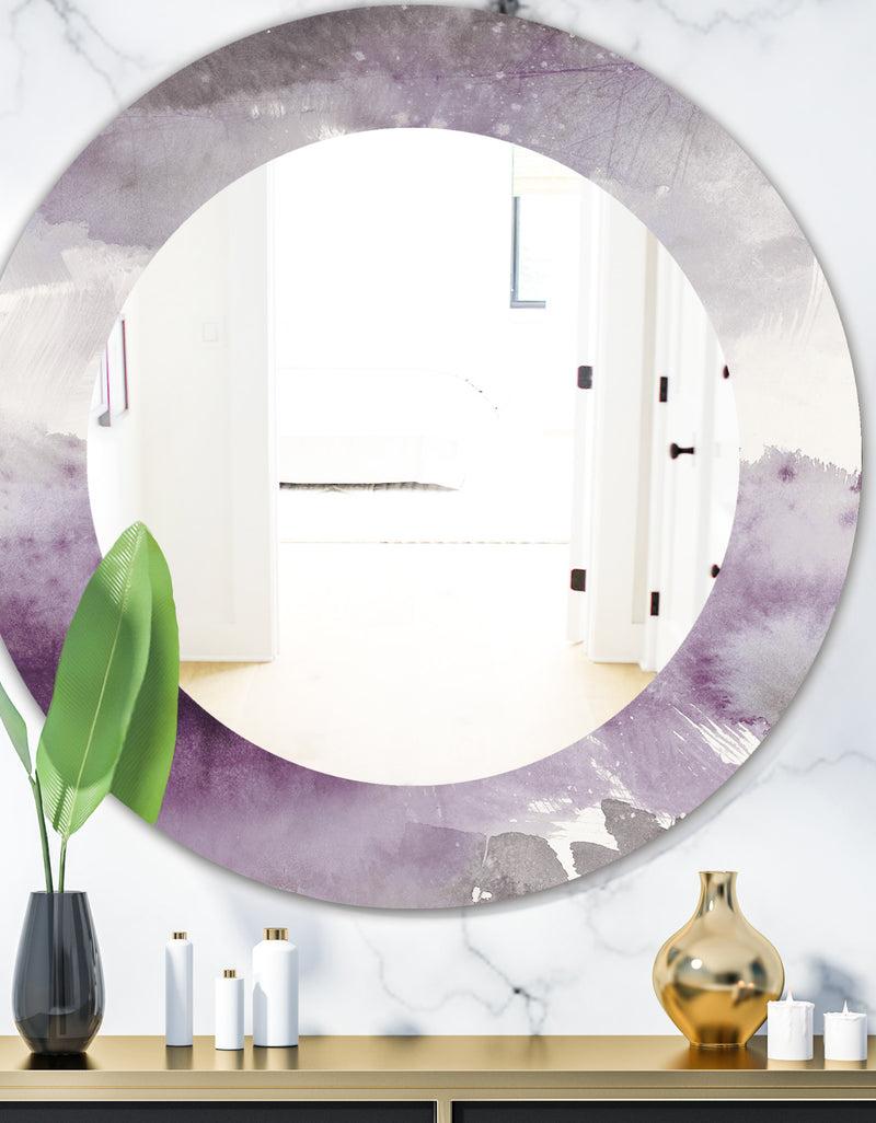 DesignQ Midnight At The Lake II Amethyst and Grey - Modern Mirror - Oval or Round Wall Mirror
