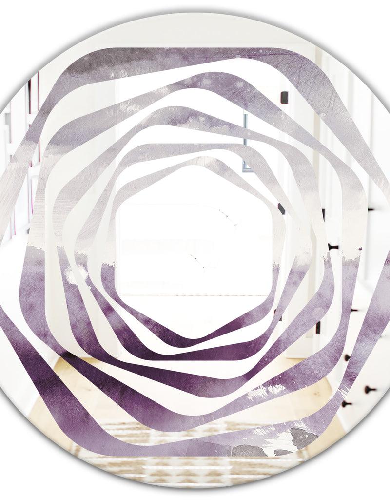 DesignQ Midnight At The Lake II Amethyst And Grey - Modern Round Or Oval Wall Mirror - Whirl