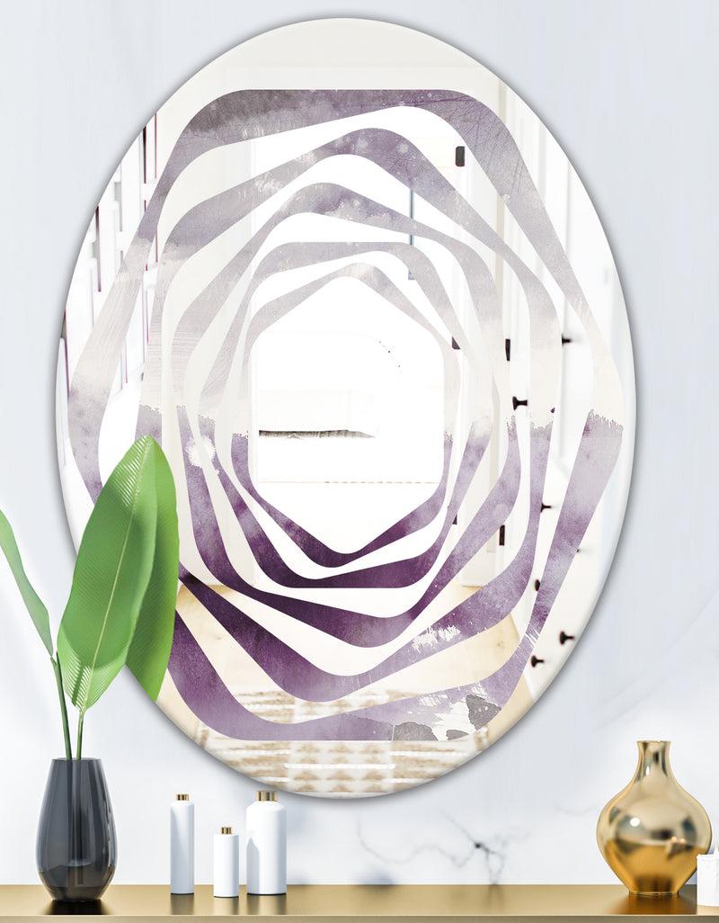 DesignQ Midnight At The Lake II Amethyst And Grey - Modern Round Or Oval Wall Mirror - Whirl