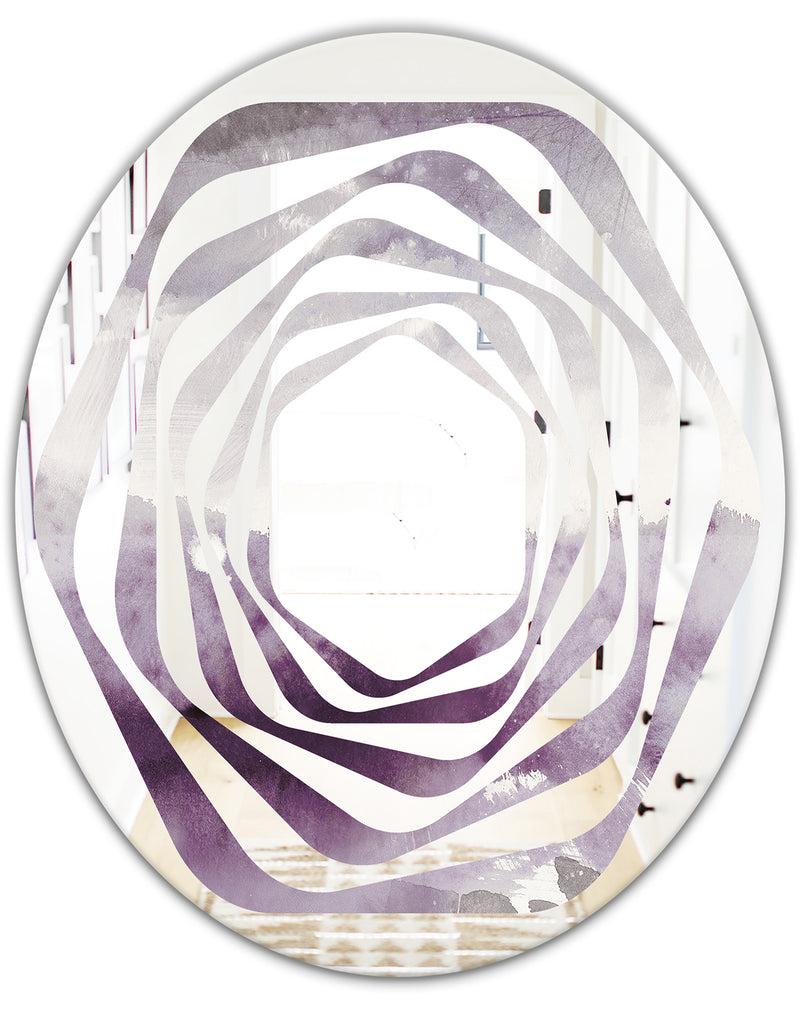DesignQ Midnight At The Lake II Amethyst And Grey - Modern Round Or Oval Wall Mirror - Whirl