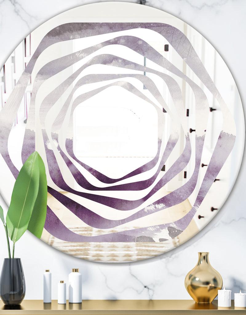 DesignQ Midnight At The Lake II Amethyst and Grey - Modern Round or Oval Wall Mirror - Whirl