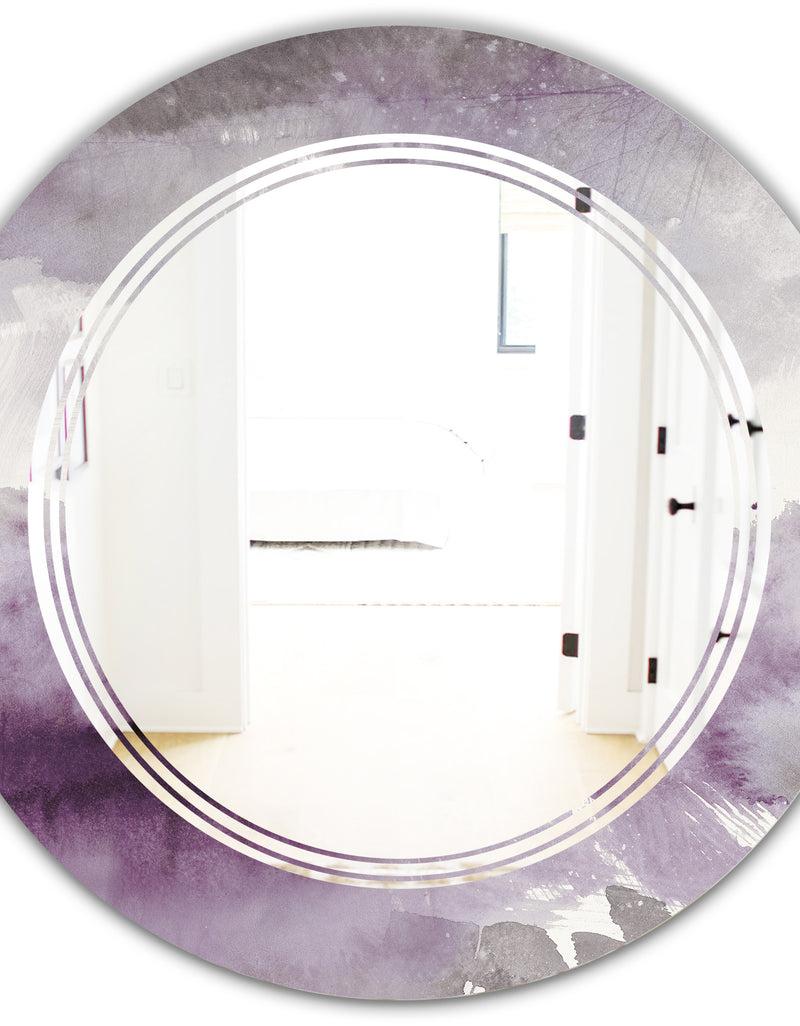 DesignQ Midnight At The Lake II Amethyst And Grey - Modern Round Or Oval Wall Mirror - Triple C