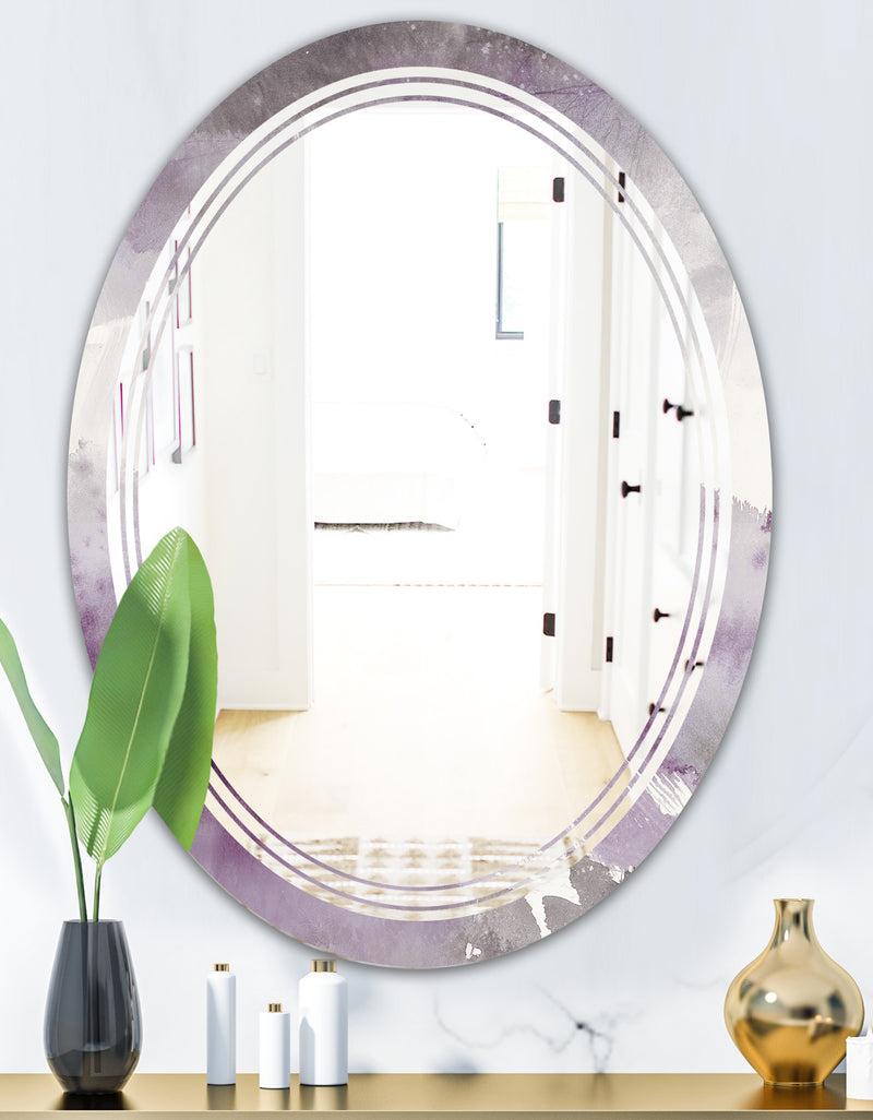 DesignQ Midnight At The Lake II Amethyst And Grey - Modern Round Or Oval Wall Mirror - Triple C