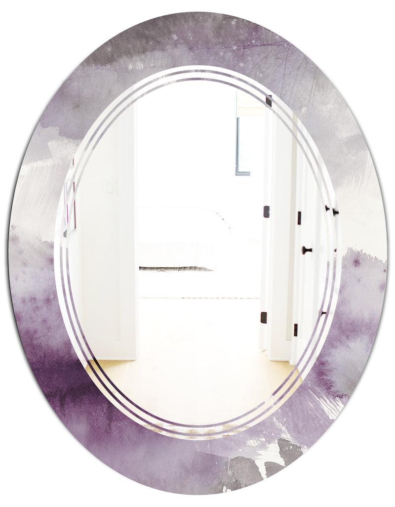 DesignQ Midnight At The Lake II Amethyst And Grey - Modern Round Or Oval Wall Mirror - Triple C