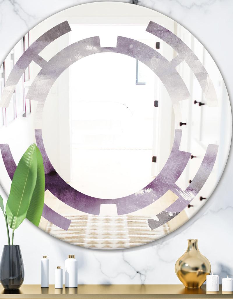DesignQ Midnight At The Lake II Amethyst and Grey - Modern Round or Oval Wall Mirror - Space
