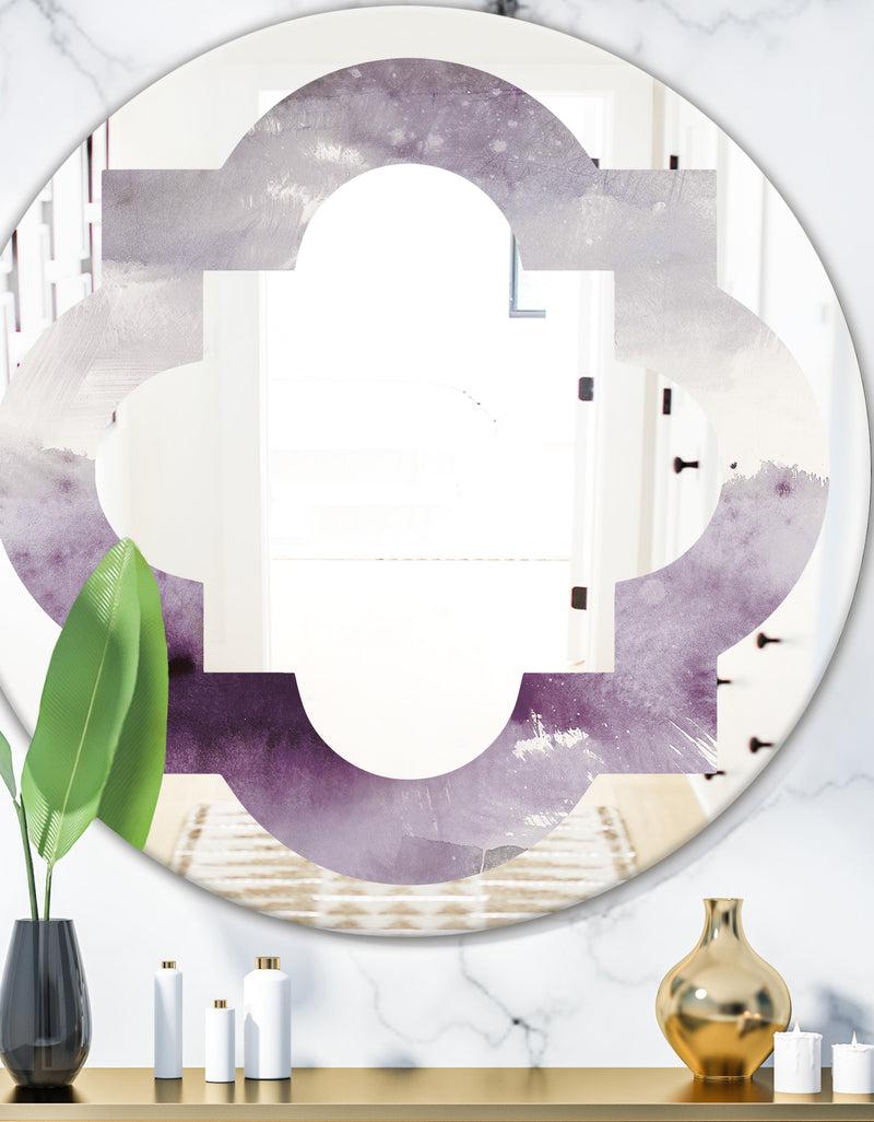 DesignQ Midnight At The Lake II Amethyst and Grey - Modern Round or Oval Wall Mirror - Quatrefoil