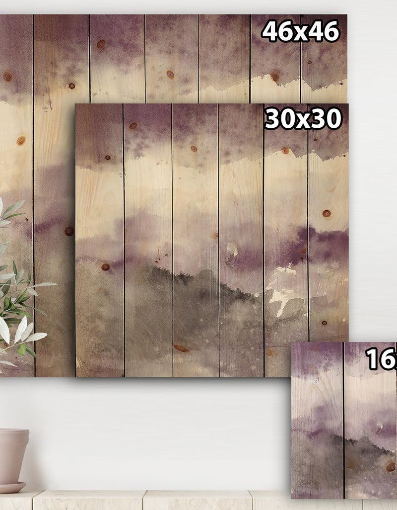 DesignQ Midnight At The Lake III Amethyst And Grey - Shabby Chic Print On Natural Pine Wood