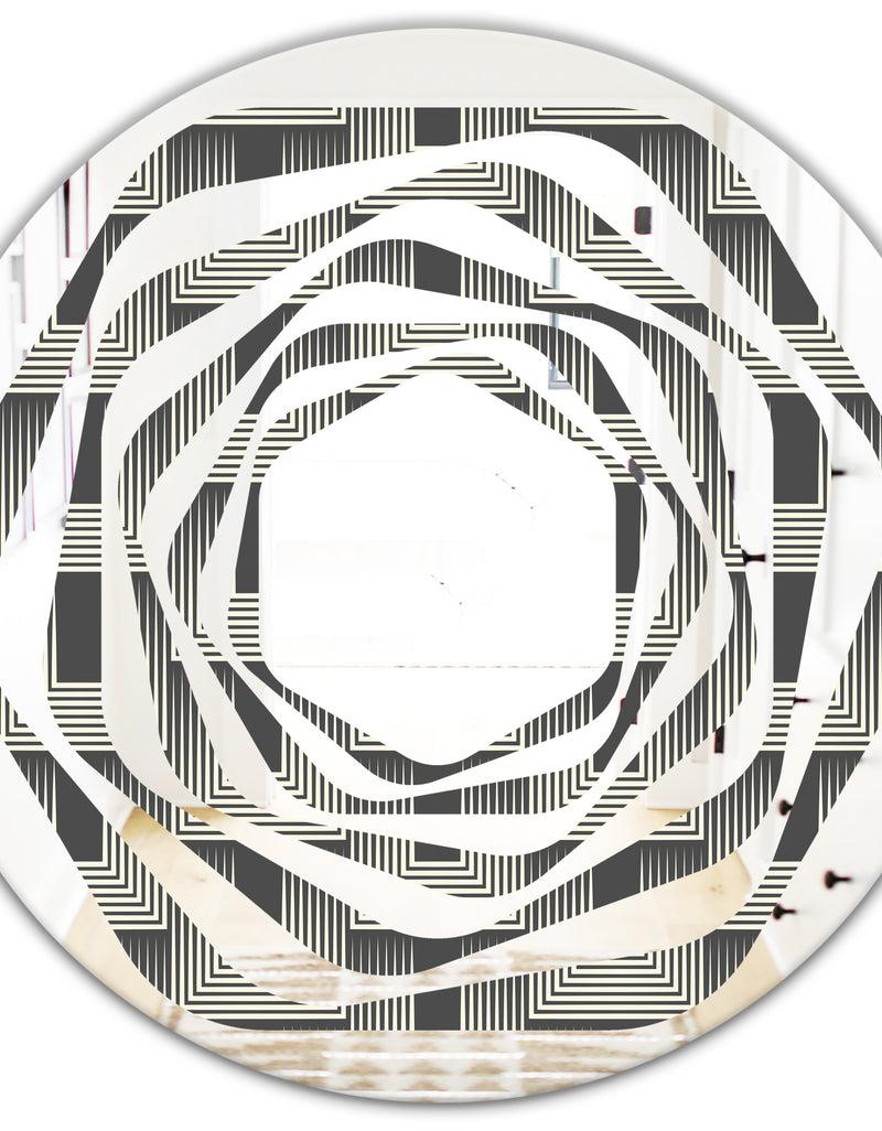 DesignQ Mimimal Black And White Design I - Modern Round Or Oval Wall Mirror - Whirl