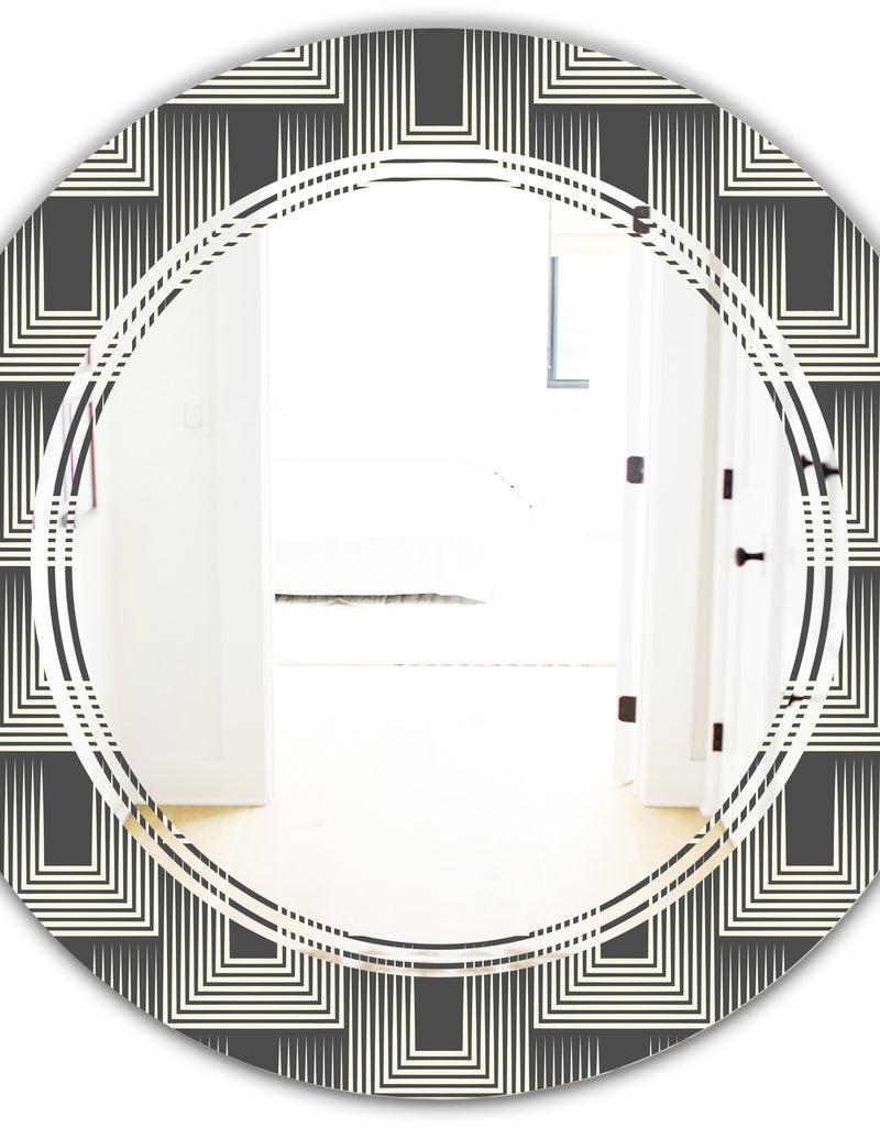 DesignQ Mimimal Black And White Design I - Modern Round Or Oval Wall Mirror - Triple C