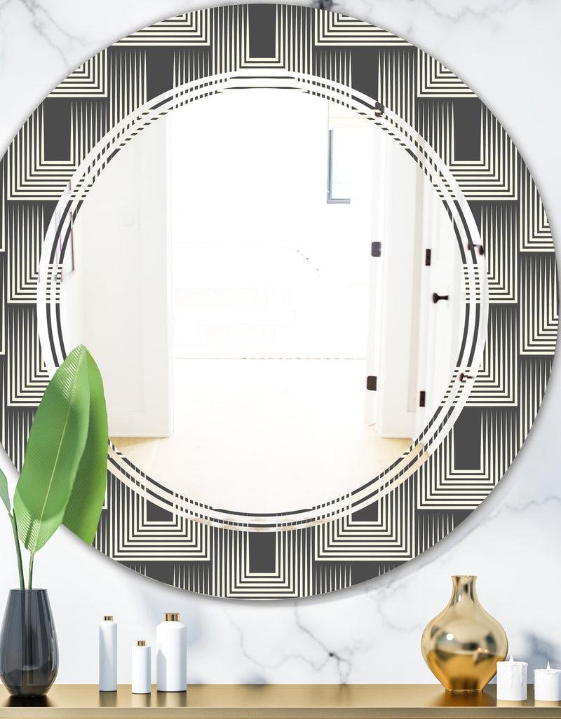 DesignQ Mimimal Black and White Design I - Modern Round or Oval Wall Mirror - Triple C