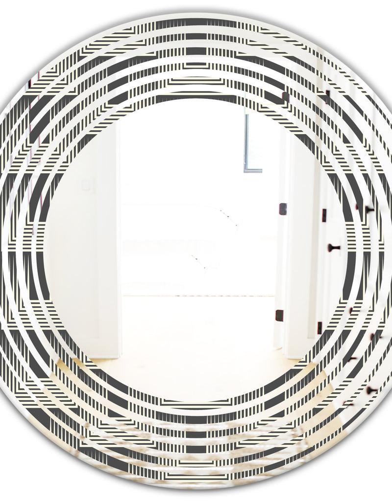 DesignQ Mimimal Black And White Design I - Modern Round Or Oval Wall Mirror - Wave