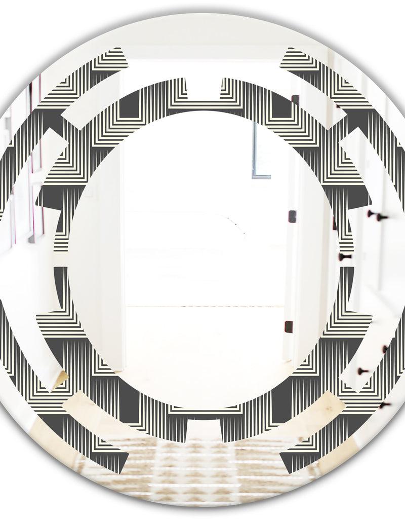 DesignQ Mimimal Black And White Design I - Modern Round Or Oval Wall Mirror - Space