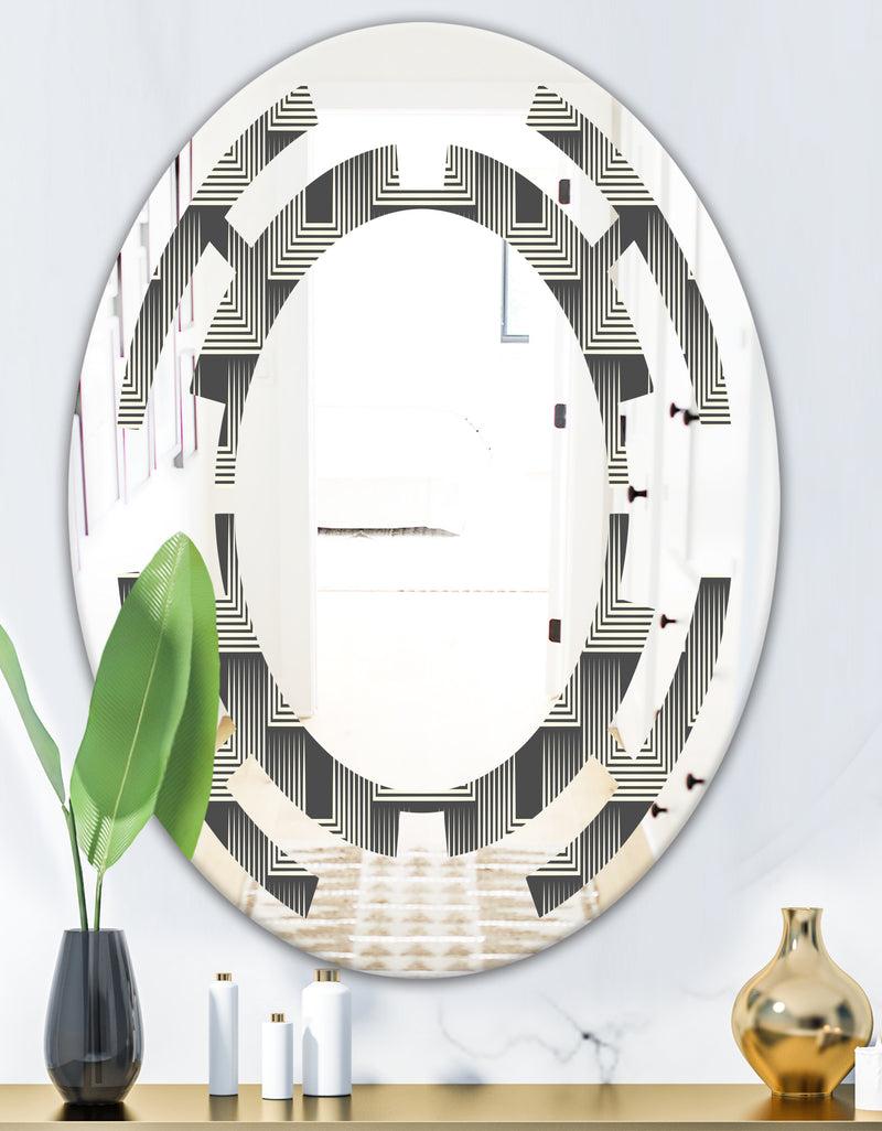DesignQ Mimimal Black And White Design I - Modern Round Or Oval Wall Mirror - Space