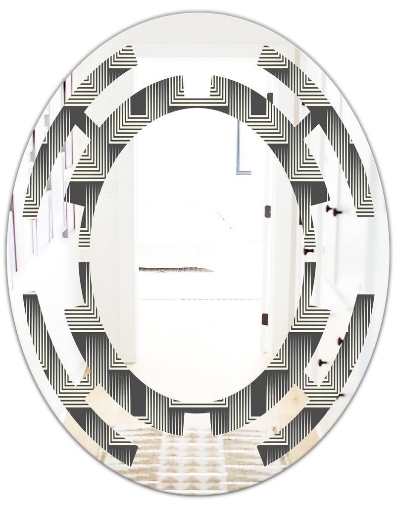 DesignQ Mimimal Black And White Design I - Modern Round Or Oval Wall Mirror - Space