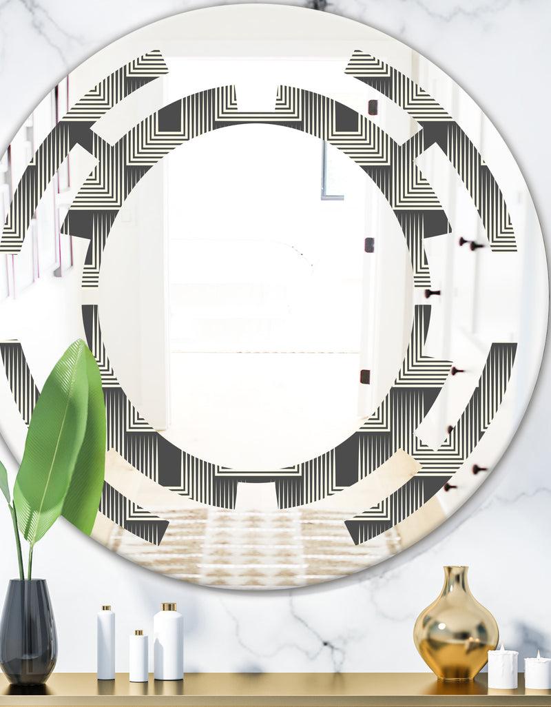 DesignQ Mimimal Black and White Design I - Modern Round or Oval Wall Mirror - Space
