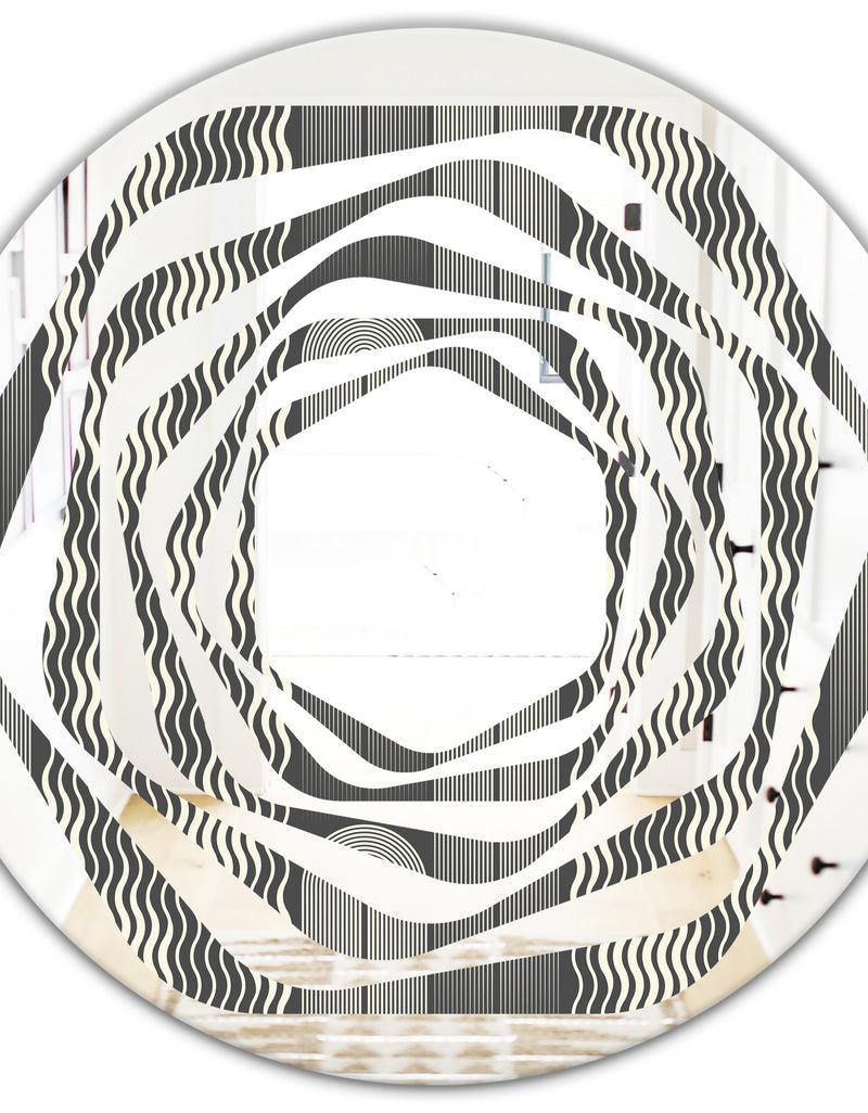 DesignQ Mimimal Black And White Design II - Modern Round Or Oval Wall Mirror - Whirl