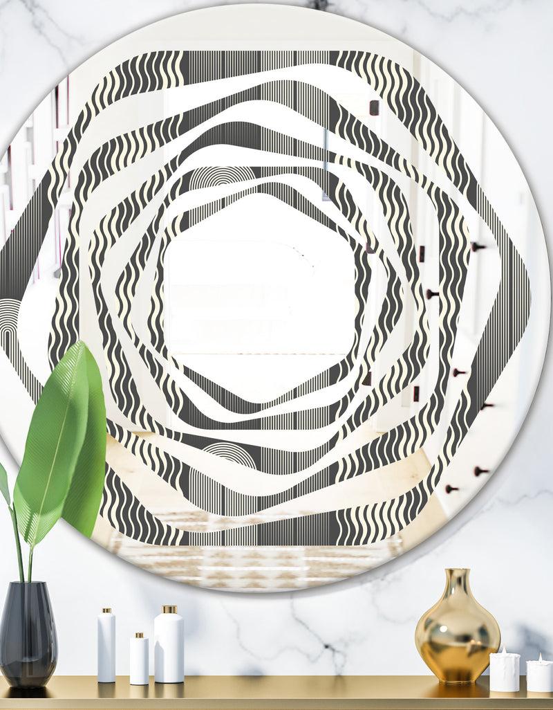 DesignQ Mimimal Black and White Design II - Modern Round or Oval Wall Mirror - Whirl