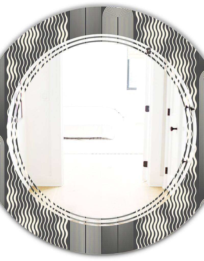 DesignQ Mimimal Black And White Design II - Modern Round Or Oval Wall Mirror - Triple C