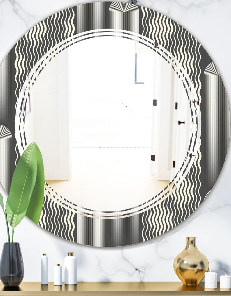 DesignQ Mimimal Black and White Design II - Modern Round or Oval Wall Mirror - Triple C