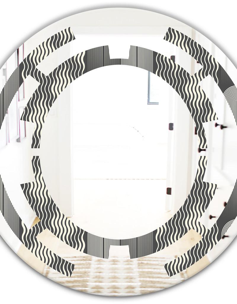 DesignQ Mimimal Black And White Design II - Modern Round Or Oval Wall Mirror - Space